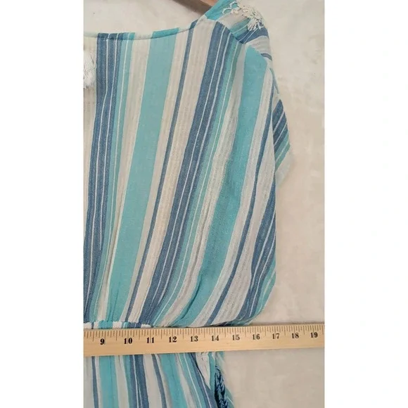 Z&L Swim Cover Up Maxi Dress Women S Blue White Tassel Tie Beach Resort Vacation - Picture 9 of 12